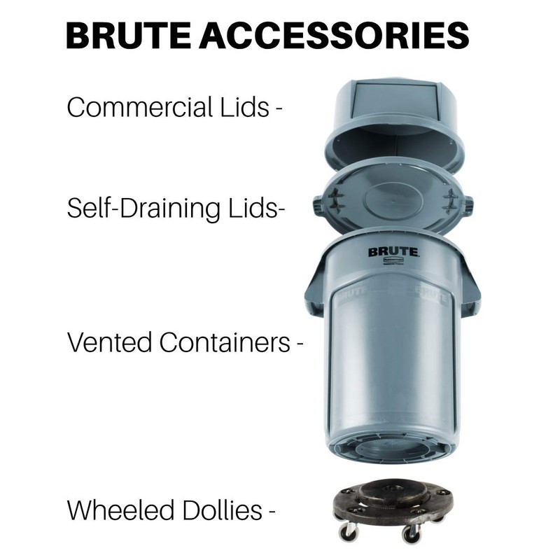 Rubbermaid Commercial FG263100YEL BRUTE Heavy-Duty Round Waste/Utility Container, 32-gallon Lid,