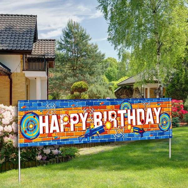 Dart Battle Party Banner Happy Birthday Party Banner Supplies Dart