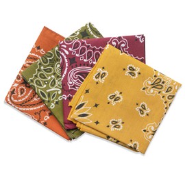 Colter Co. 4pk Paisley Bandana - USA Made Classic Pattern Multi-purpose Bandanas For Men and Women, Festival Accessories, 100% Cotton