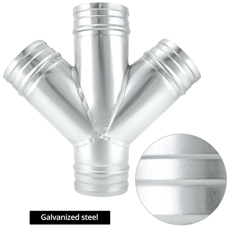 QWORK 4-Way Duct Splitter, 45° 4" Branch Metal Duct Connector