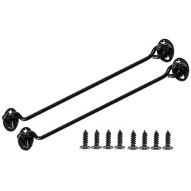 ZiYuya 2PCS Hook and Eye Latch Door Lock, Stainless Steel Gate Cabin Hook, Hook Eye Latch Door Lock Hooks Latches for French Wooden Gate Window Brace Shed Catch Hooks Black 12 Inch