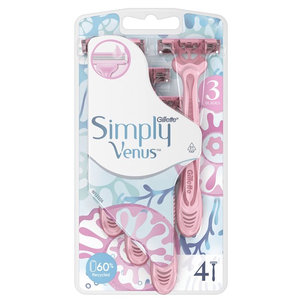 Venus - Simply 3 Disposable Razors for Women - 4 Pieces