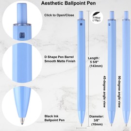 LINFANC 12 Pack Ballpoint Pens, Cute Pastel Pens for Note Taking, Black Ink Medium Point 1.0mm Retractable Journaling Pens, Smooth Writing Aesthetic Pens Office Supplies for Women & Men