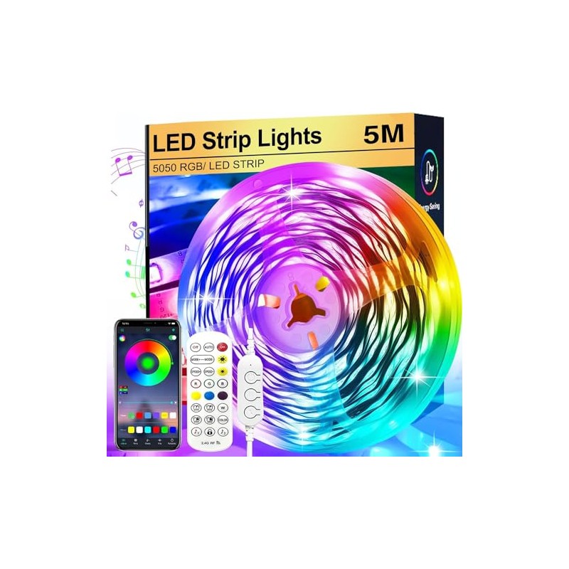 FOLAI LED Strip 5M Controlled by Bluetooth App or Remote