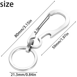 4Pcs Stainless Steel Carabiner Keyring, Bottle Opener Keyring Multifunctional Key Holder Duty Belt Car Keychain Clip for Men Women Outdoor Activity Camping