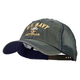 US Navy USN Veteran Big Size Special Cotton Low Profile Trucker Cap - Dk Green XL-3XL