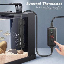 Nobleza Aquarium Heater Rod 30-100L, 100W Submersible Aquarium Heater, Aquarium Heater, Safety Quartz Tank Heater, External Temperature Controller (15-35℃)