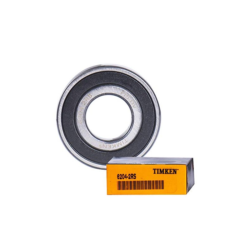TIMKEN 6204-2RS 2PACK Double Rubber Seal Bearings 20x47x14mm, Pre-Lubricated and