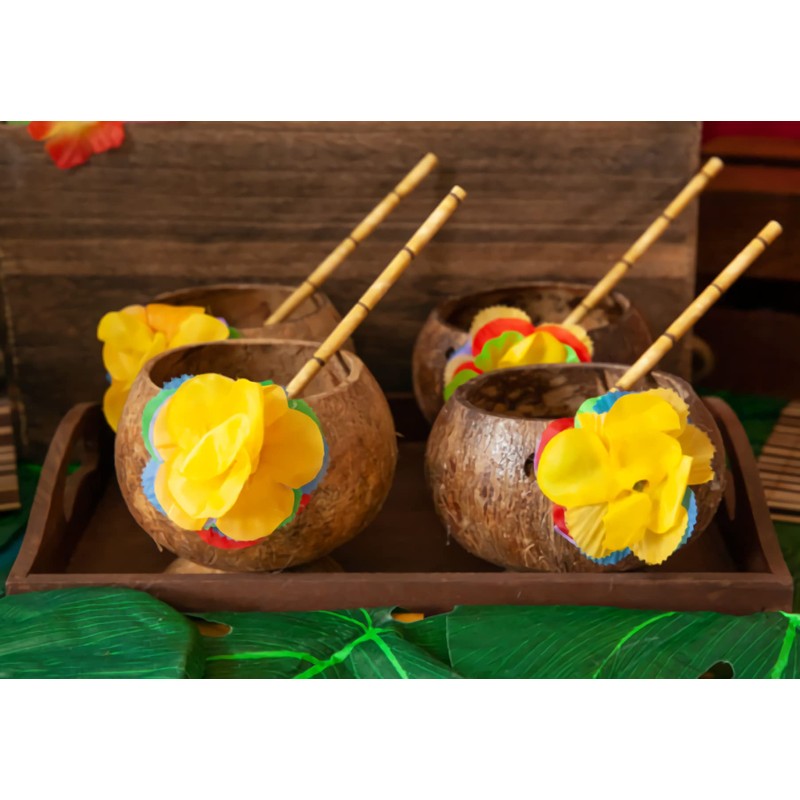 Bamboo Straws for Drinking, 100 Pack Disposable Yellow Bamboo Pattern