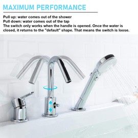 CREA Roman Tub Faucet Set - Chrome Bathtub Faucet with Hand Shower and Diverter