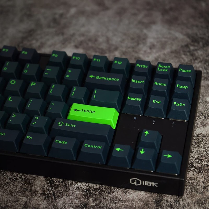 Sumgsn 172 Keys Wave Keycaps Set, Cherry Profile Doubleshot, Green,