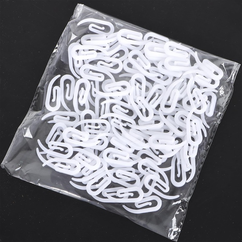 Curtain Hooks – 100-Pack Plastic Curtain Hooks, 2.8cm x 1.2cm,