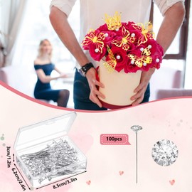 JarThenaAMCS 173Pcs Floral Bouquet Accessories Supplies 20 Frosted Black Florist Wrapping Paper 4 Gold Crowns 48 Butterfly Decor 100 Flower Pins 1 Ribbon for Wedding Baby Shower Party