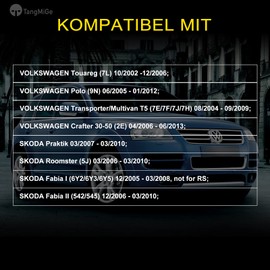 TangMiGe Fog Light Compatible with Volkswagen VW Transporter Multivan T5 (7E 7F 7J 7H), Touareg 7L, Polo 9N, Crafter 30-50 2E; Skoda Praktik, Roomster 5J, Fabia I II 1 2 (6Y2 6Y3 6Y5 542 545)