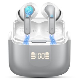 Ordtop Wireless Earbuds, Bluetooth Headphones Ear Buds Bass Stereo in-Ear Earphones Noise Cancelling Earbuds with HD Mic, Waterproof Sport Headset for Android iOS
