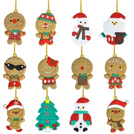12 Pcs Gingerbread Man Ornaments for Christmas Tree