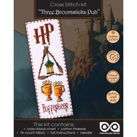 Personalized.Design Counted Cross Stitch Bookmark kit 'The Three Broomsticks'- DIY Hand Embroidery Bookmark Set