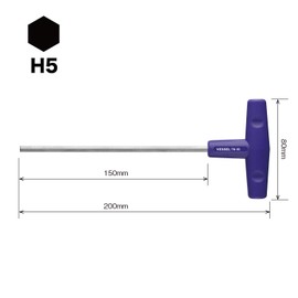 VESSEL T-Handle Screwdriver, Hexagonal, 0.2 inch (5 mm) on the other side TW-H