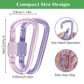 Ymapinc Carabiner Clips, 8 Pcs D-Ring Locking Carabiner Clip, Snap Hook Sport Accessories for Outdoor Camping Hiking