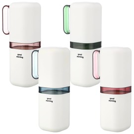 Ziliny 4 Pcs Travel Toothbrush Holder with Cups Toothbrush and Toothpaste Case Multifunctional Travel Tooth Brush Holder Containers Portable Cup with Handle for Camping Business