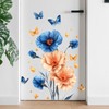 Blue Flower Wall Decals Peel and Stick Gold Peony Floral