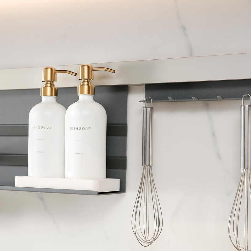 Prus Waso Gold Soap Dispenser Set, Glass Soap Dispenser with