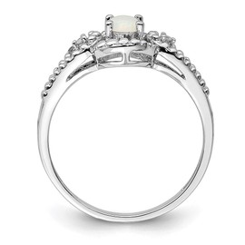 Diamond2Deal 0.33ct Oval Cut Opal and Diamond Accent Engagement Ring Size 6