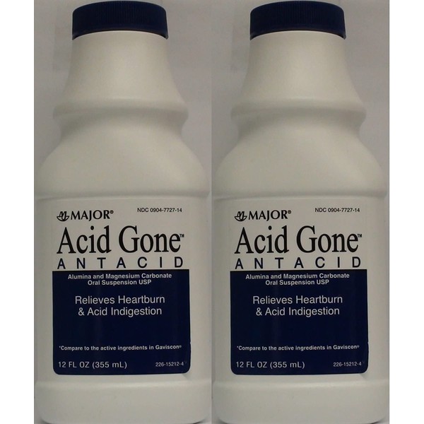 Acid Gone Antacid Liquid Generic for Gaviscon Regular Strength Liquid Antacid, Spearmint Flavor, 12-Oz Bottles Pack of 2 Bottles
