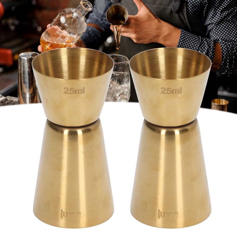 Double Head Cocktail Jigger, Stainless Steel Measure Jigger Gold Wine