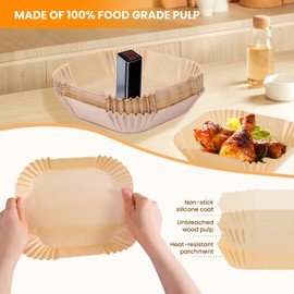 Air Fryer Paper Liners: 100 Pieces Non-Stick Air Fryer Disposable Liners,Baking Paper for Air Fryer, Food Grade Parchment Paper Liners for Roasting Baking Microwave (7.9IN-Square)