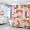 Inshere Cute Leopard Shower Curtain with 12 Hooks Pink Cheetah