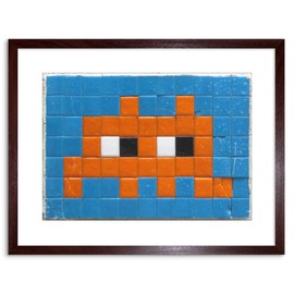 The Art Stop Photo Pixel Monster Space Invader Orange Tiles Framed Print F97X5669