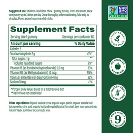 MegaFood MegaFood Iron Energy Gummies - Vegan & Gluten-Free Iron Supplement for Women, Men, Teens & Kids with Vitamin B12 & B6, from The Makers of Blood Builder Iron Supplement, Strawberry Flavor - 60 Gummies