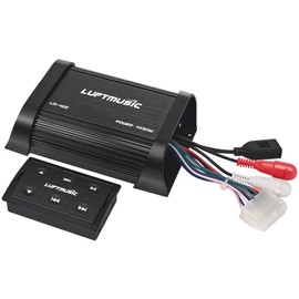 Bluetooth Amplifier Marine Amp Full Range, Class A/B, Wireless Remote, Aux-in, USB-in for Bikes, Motorcycle, Golf Cart, ATV, RZR, Tractor, Hot Tub