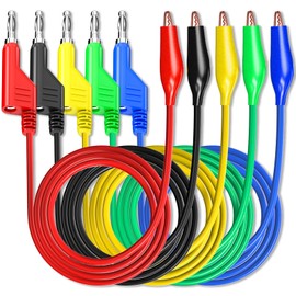 Goupchn Stackabe - Cables de prueba para pinzas de cocodrilo, 5 colores, suaves y flexibles, para pruebas eléctricas multímetros, 500 V/5 A
