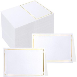 120 Pcs Place Cards Blank Fillable Banquet Seat Card with Gold Foil Frame, Place Cards for Table Setting, Escort Cards, Name Cards, Wedding Place Cards for Wedding, Table, Dinner Parties, 2" x 3.5"