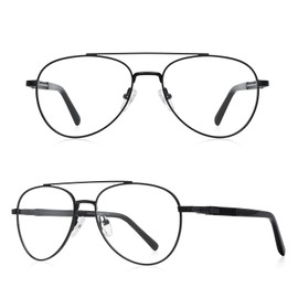 RB.Pilot Classic Aviator Reading Glasses for Men Women Light Blocking Computer Readers Spring Hinge Metal Frame Acetate Legs