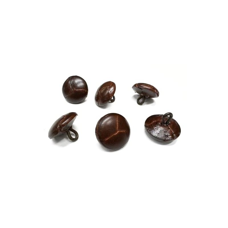 Genuine Leather Buttons Vintage Pack 6 - Round Sewing Buttons