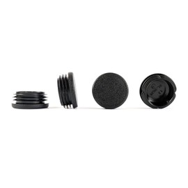 38mm Diameter Round Ribbed Black Plastic Insert Plugs end caps Made in Germany (Pack of 24, See Second Image for Dimensions).