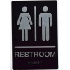 BUILDINGSIGNS.COM Unisex ACCESSIBLE Restroom Sign -(Aluminium, Black/Silver,S