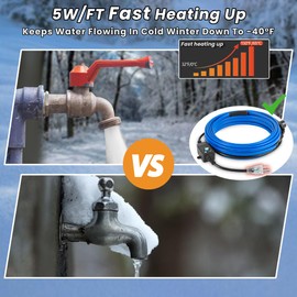 PROEZE 30ft Heat Tape for Water Pipes with Thermostat, for Pipe Freeze Protection, Self-Regulating Heating Cable, Keeps Water Flowing at -40°F, 120V,5W/ft,Pipe Heater for Home,Roof,Outdoor