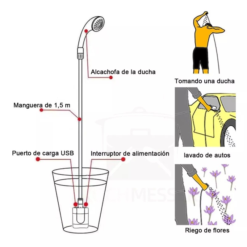 KOCHMESSER Ducha Portátil Para Camping Regadera Portatil Ducha Exterior