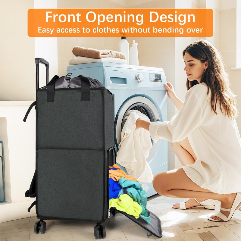 Bukere Extra Large 3 in 1 Rolling Laundry Backpack Bag