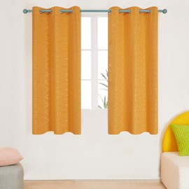 Deconovo Orange Living Room Curtains with Foil Printed Golden Diamond Pattern,Blackout Curtains Room Darkening Curtains for Kids Bedroom, Living Room, Orange Flame, 42W x 45L Inch