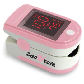 Zacurate Pro Series 500DL Fingertip Pulse Oximeter Blood Oxygen Saturation Monitor with Silicone Cover, Batteries and Lanyard (Blushing Pink)