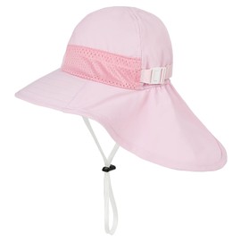 Durio Sun Hat Baby Sun Hat Children with Neck Protection Adjustable Foldable Summer Hat Breathable UV Protection, pink