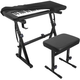 Liquid Stands Piano Keyboard Stand and Bench Set, Piano Cover - Portable Heavy Duty Digital Piano Stand for 54-88 Key Electric Pianos, Adjustable Piano Bench Chair, Stool Keyboard Music Stand and Seat