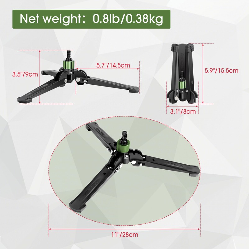 Manbily M-2 Mini Tripod Base for Monopod 3/8 inch Screw