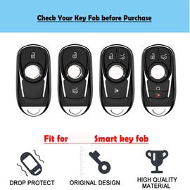 K LAKEY Key Fob Cover,Compatiable with Buick Enclave Lacrosse Verano Encore Regal Envision Cascada GL8 Smart Keyless Entry Key Fob Soft TPU Case Protector Shell Holder with Key Chain Silver
