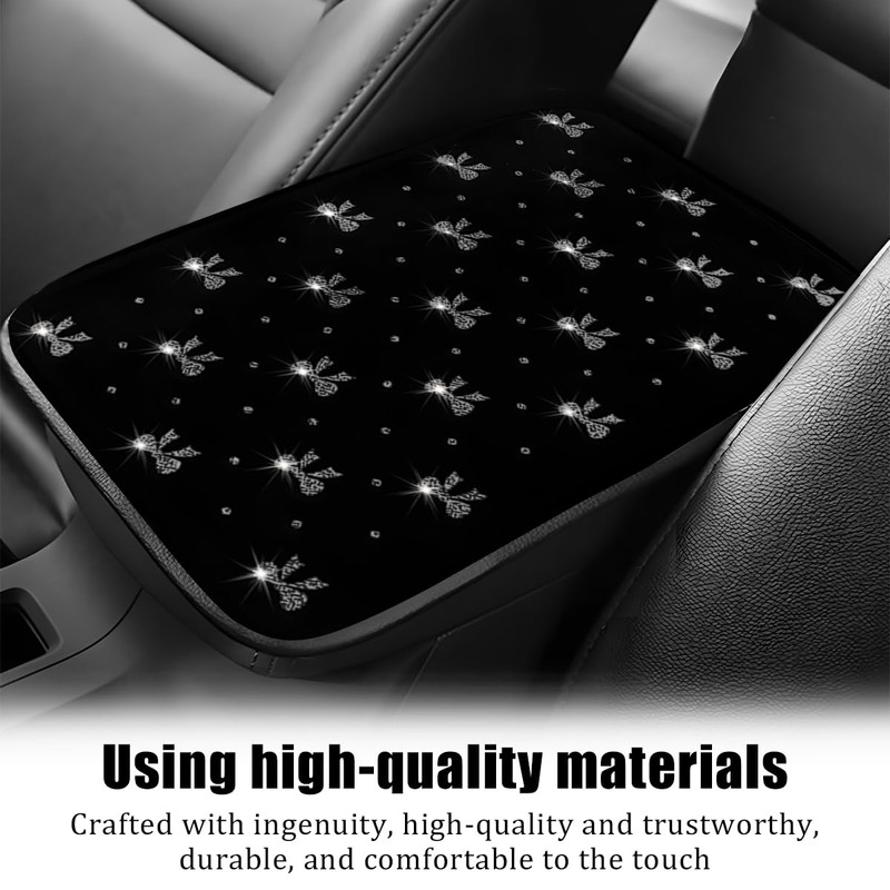 Zpana Car Center Console Cover, Waterproof Leather Bow Ribbon Vehicle